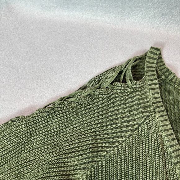 Torrid Sweater Womens 3 Green Knit Lace Up Sleeve V Neck Cotton Plus Size - Picture 3 of 10